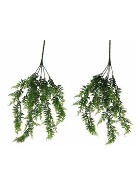 Artificial Hanging Fern Greenery Set of 2 Faux Trailing Fern Bushes
